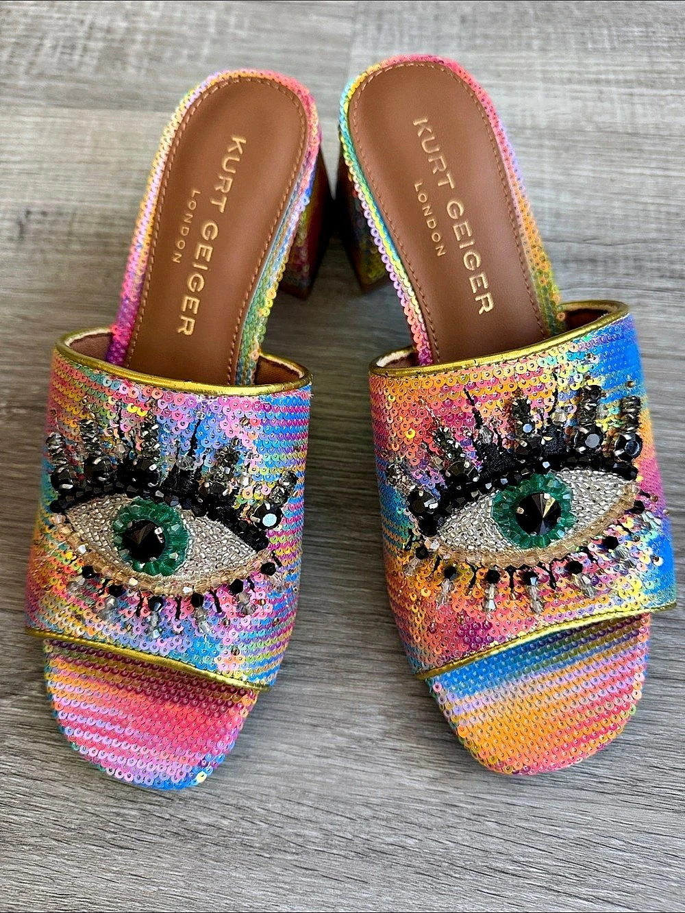 Kurt Geiger Eye Mules Sequin Embellished Mules in Multicolor EU 36.5